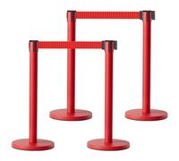 YVYKFZD Lot de 4 Poteau de Guidage des foules, Poteaux de Guidage avec base en caoutchouc, Barrière de Balisage des foules robustes, poteaux de ceinture rétractables(Red and white,5m/16.4ft)