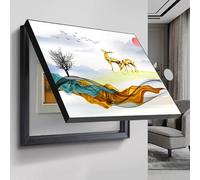 YVYKFZD Peinture Décorative pour Boîtier de Compteur, Cache Compteur Electrique mural, Couvercle Décoratif de boîte de disjoncteur, Cache Tableau Électrique caché(Black O,40x60cm/15.7"x23.6")