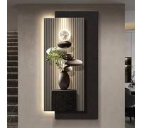 YVYKFZD Peinture Murale 3D avec éclairage LED, Sculpture Murale à Suspendre, Décoration Murales, 3D décor d'art Mural à Brancher for Salon, entrée, Couloir(Black b,70x140cm/27.5"x55.1")