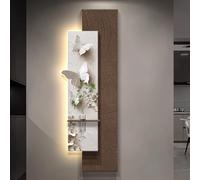 YVYKFZD Peinture Murale 3D, Décoration Murale en Grès, Sculpture Murales LED, 3D décor d'art Mural avec Espace hydroponique, Tableau Mural créatif à Suspendre entrée(Brown B,35x100cm/13.7"x39.3")