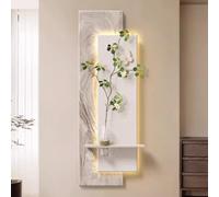 YVYKFZD Peinture Murale 3D, Décoration Murale en Grès, Sculpture Murales LED avec Espace hydroponique, Suspension 3D décor d'art Mural, Sculpture murales for entrée(Brown b,44x120cm/17.3"x47.2")