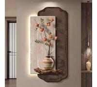 YVYKFZD Peinture Murale 3D, Décoration Murale en Grès, Sculpture Murales LED Suspendue, 3D décor d'art Mural rétro, Sculpture murales créative, for entrée, Salon(Brown a,70x140cm/27.5"x55.1")