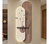 YVYKFZD Peinture Murale 3D en grès, Sculpture Murale avec éclairage LED, Décoration Murales en Grès à Brancher, 3D décor d'art Mural créative for entrée, Salon, Couloir(Brown,35x100cm/13.7"x39.3")