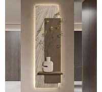 YVYKFZD Peinture Murale 3D en grès, Sculpture Murales LED, Décoration Murale en Grès avec Plante Artificielle, 3D décor d'art Mural créative for entrée, Salon, Couloir(Brown b,40x120cm/15.7"x47.2")