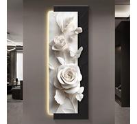 YVYKFZD Peinture Murale 3D Imitation, Décoration Murale en Grès, Sculpture Murales LED, 3D décor d'art Mural créative, Tableau en Relief à Suspendre for entrée Couloir(Black A,35x100cm/13.7"x39.3")