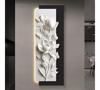 YVYKFZD Peinture Murale 3D Imitation, Décoration Murale en Grès, Sculpture Murales LED, 3D décor d'art Mural créative, Tableau en Relief à Suspendre for entrée Couloir(Black B,60x180cm/23.6"x70.8")