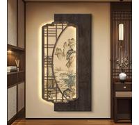 YVYKFZD Peinture Murale 3D Imitation, Sculpture Murales LED, Décoration Murale en Grès, 3D décor d'art Mural Chinoise, Peinture décorative Rustique for entrée, Chambre(Retro 1,70x140cm/27.5"x55.1")