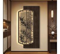 YVYKFZD Peinture Murale 3D Imitation, Sculpture Murales LED, Décoration Murale en Grès, 3D décor d'art Mural Chinoise, Peinture décorative Rustique for entrée, Chambre(Retro 4,70x140cm/27.5"x55.1")