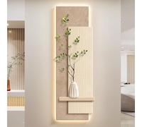 YVYKFZD Peinture Murale 3D Imitation, Sculpture Murales LED, Décoration Murale en Grès, 3D décor d'art Mural créatif à Suspendre, Tableau Mural en Relief, for entrée(Brown b,60x180cm/23.6"x70.8")