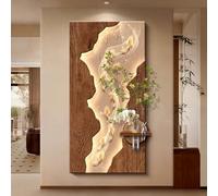 YVYKFZD Peinture Murale 3D LED, Sculpture Murales 3D avec vases, Décoration Murale en Grès Artisanale, Peinture décorative créative, for Couloir, entrée(Brown 1,60x120cm/23.6"x47.2")