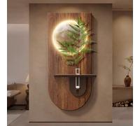 YVYKFZD Peinture Murale 3D Rustique, Sculpture Murales LED avec vases, Décoration Murale en Grès, 3D décor d'art Mural en Relief, for entrée, Couloir(Brown 2,70x140cm/27.5"x55.1")