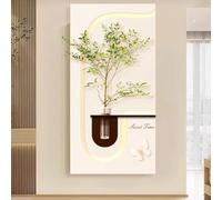 YVYKFZD Peinture Murale 3D, Sculpture Murale LED avec vases, Décoration Murales créative, Grande Peinture décorative, Tableau à Suspendre for entrée, Couloir(Cream d,60x110cm/23.6"x43.3")