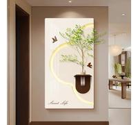 YVYKFZD Peinture Murale 3D, Sculpture Murale LED avec vases, Décoration Murales créative, Grande Peinture décorative, Tableau à Suspendre for entrée, Couloir(Cream h,70x130cm/27.5"x51.1")