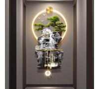 YVYKFZD Peinture Murale 3D, Sculpture Murale LED, Décoration Murales paysagère, Peinture décorative créative avec Suspension en métal, Tableau à Suspendre for l'entrée(Style d,60x120cm/23.6"x47.2")