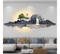 YVYKFZD Peinture Murale 3D, Sculpture Murale LED, Décoration Murales représentant Un Paysage Chinois, Alimentation Secteur for Salon, entrée, Couloir(Style g,180x60cm/70.8"x23.6")