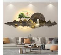 YVYKFZD Peinture Murale 3D, Sculpture Murale LED, Décoration Murales représentant Un Paysage Chinois, Alimentation Secteur for Salon, entrée, Couloir(Style f,150x50cm/59.0"x19.6")