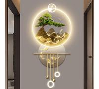 YVYKFZD Peinture Murale 3D, Sculpture Murales avec Pendentif Boule en métal, Décoration Murale créative, Grande Peinture décorative, Tableau à Suspendre for entrée(Style g,50x116cm/19.6"x45.6")