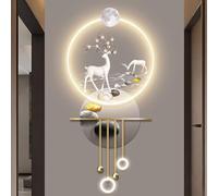 YVYKFZD Peinture Murale 3D, Sculpture Murales avec Pendentif Boule en métal, Décoration Murale créative, Grande Peinture décorative, Tableau à Suspendre for entrée(Style h,70x160cm/27.5"x62.9")