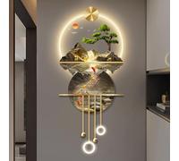 YVYKFZD Peinture Murale 3D, Sculpture Murales avec Pendentif Boule en métal, Décoration Murale créative, Grande Peinture décorative, Tableau à Suspendre for entrée(Style b,50x116cm/19.6"x45.6")