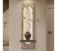 YVYKFZD Peinture Murale 3D, Sculpture Murales en grès, Décoration Murale LED, 3D décor d'art Mural en Relief, Tableau Mural créatif à Suspendre for entrée, Couloir(Brown f,33x100cm/12.9"x39.3")