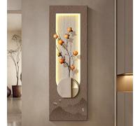 YVYKFZD Peinture Murale 3D, Sculpture Murales LED, Décoration Murale en Grès, 3D décor d'art Mural avec Alimentation Secteur, Tableau Mural créative for entrée, Couloir(Brown b,60x180cm/23.6"x70.8")