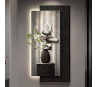 YVYKFZD Peinture Murale 3D, Sculpture Murales LED, Décoration Murale en Grès en grès, 3D décor d'art Mural créative, Tableau à Suspendre for Salon, entrée, Couloir(Black A,70x140cm/27.5"x55.1")