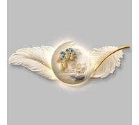 YVYKFZD Peinture Murale 3D, Sculpture Murales LED, Décoration Murale en Plumes, Tableau décoratif créatif for entrée et Couloir(Style g,150x50cm/59.0"x19.6")