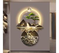 YVYKFZD Peinture Murale 3D, Sculpture Murales LED, Décoration Murale Traditionnelle Chinoise, Peinture décorative créative, Tableau à Suspendre for entrée, Couloir(Style f,90x135cm/35.4"x53.1")