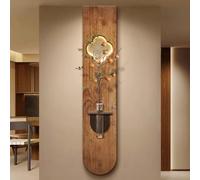 YVYKFZD Peinture Murale en grès, Sculpture Murale 3D, Décoration Murale en Grès LED, 3D décor d'art Mural avec Vase, Tableau à Suspendre pour Salon, entrée, Couloir(Wood Grain B,25x125cm/9.8"x49.2")