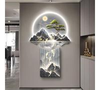 YVYKFZD Peinture Murale Imitation 3D, Sculpture Murale LED, Décoration Murales Traditionnelle Chinoise, fresque murales Simple, Tableau à Suspendre for entrée, Couloir(Style c,90x144cm/35.4"x56.6")