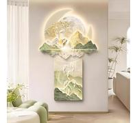 YVYKFZD Peinture Murale Imitation 3D, Sculpture Murale LED, Décoration Murales Traditionnelle Chinoise, fresque murales Simple, Tableau à Suspendre for entrée, Couloir(Style g,80x130cm/31.4"x51.1")