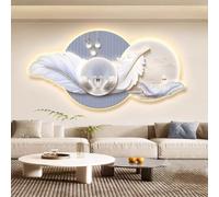 YVYKFZD Peinture Murale LED, Imitation Sculpture Murale 3D, Décoration Murales Plumes, Sculptures murales créatives, Tableau décoratif for Salon, Chambre, Bureau(Style c,120x60cm/47.2"x23.6")