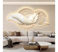 YVYKFZD Peinture Murale LED, Imitation Sculpture Murale 3D, Décoration Murales Plumes, Sculptures murales créatives, Tableau décoratif for Salon, Chambre, Bureau(Style b,150x70cm/59.0"x27.5")