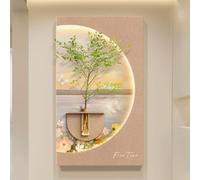 YVYKFZD Peinture Murale LED, Sculpture Murale grès, Décoration Murales 3D avec vases, fresque murales créative, for entrée, Salon, Couloir(Brown b,50x87cm/19.6"x34.2")