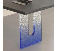 YVYKFZD Pieds de Table en Acrylique en Forme de U, Pieds de Bureau flottants, Pied de Meubles Transparents, Base de Table à Manger de Remplacement Simple, for Bars(Blauw,H 4cm/1.5")