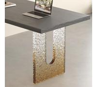 YVYKFZD Pieds de Table en Acrylique en Forme de U, Pieds de Bureau flottants, Pied de Meubles Transparents, Base de Table à Manger de Remplacement Simple, for Bars(Brown,H 2cm/0.7")