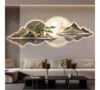 YVYKFZD Sculpture Murale LED, Peinture Murale 3D Imitation, Décoration Murales créative, décor Mural Paysage Chinois, Tableau décoratif for entrée, Couloir(Style d,150x50cm/59.0"x19.6")