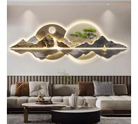 YVYKFZD Sculpture Murale LED, Peinture Murale 3D Imitation, Décoration Murales créative, décor Mural Paysage Chinois, Tableau décoratif for entrée, Couloir(Style e,150x50cm/59.0"x19.6")