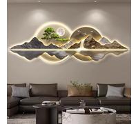 YVYKFZD Sculpture Murale LED, Peinture Murale 3D Imitation, Décoration Murales créative, décor Mural Paysage Chinois, Tableau décoratif for entrée, Couloir(Style a,90x30cm/35.4"x11.8")