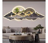 YVYKFZD Sculpture Murale LED, Peinture Murale 3D Imitation, Décoration Murales créative, décor Mural Paysage Chinois, Tableau décoratif for entrée, Couloir(Style c,150x50cm/59.0"x19.6")