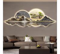 YVYKFZD Sculpture Murale LED, Peinture Murale 3D Imitation, Décoration Murales créative, décor Mural Paysage Chinois, Tableau décoratif for entrée, Couloir(Style f,150x50cm/59.0"x19.6")