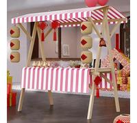 YVYKFZD Stand Marché Chariot en bois, Étal de Marché extérieur pliable, Chariot de Vente de nourriture avec auvent, Stand de Marchés portable, for d'artisanat(Pink 1,150cm/59.0")