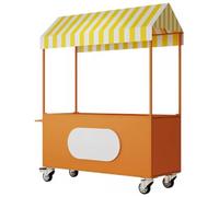 YVYKFZD Stand Marché Chariot en métal, Étal de Marché portable, Chariot de Vente mobile avec roues et auvent, Stand de Marchés extérieur, for la rue/les événements(Orange,100cm/39.3")