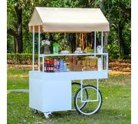 YVYKFZD Stand Marché Chariot mobile avec auvent, Chariot de Vente portable avec armoire de rangement, Étal de Marché commercial, Présentoir de Marchés en fer créatif(Wit,120cm/47.2")