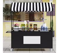 YVYKFZD Stand Marché Chariot portable avec auvent, Étal de Marché mobile, Chariot de Vente métallique, Présentoir de Marchés avec roues verrouillables, for événements(Nero,100cm/39.3")