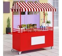 YVYKFZD Stand Marché Chariot portable avec auvent, Étal de Marché mobile, Chariot de Vente métallique, Présentoir de Marchés avec roues verrouillables, for événements(Rosso,120cm/47.2")