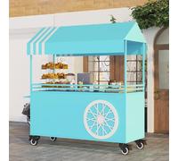 YVYKFZD Stand Marché Chariot portable d'extérieur, Étal de Marché mobile avec roues verrouillables et auvent, Chariot de Vente métal, Présentoir de Marchés commercial(Blauw,100cm/39.3")