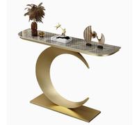 YVYKFZD Table Console Demi-Lune, Table d'Entrée étroite et Longue, Tables d'Appoint Console d'Entrée industrielles avec Base en métal, Consoles Meuble pour Couloir, entrée, Salon(Gold B,100cm/39.3")