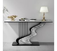 YVYKFZD Table Console étroite et Longue, Table d'Entrée rectangulaire, Tables d'Appoint Console d'Entrée avec Base en métal, Consoles Meuble de Couloir Ouvertes et Glamour(Black D,80cm/31.4")
