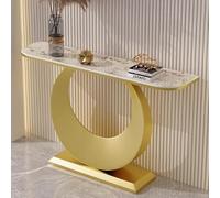 YVYKFZD Table Console étroite, Table d'Entrée Industrielle, Tables d'Appoint Console d'Entrée Demi-Lune avec Base en métal, Consoles Meuble pour Couloir, entrée, Salon(Gold A,120cm/47.2")